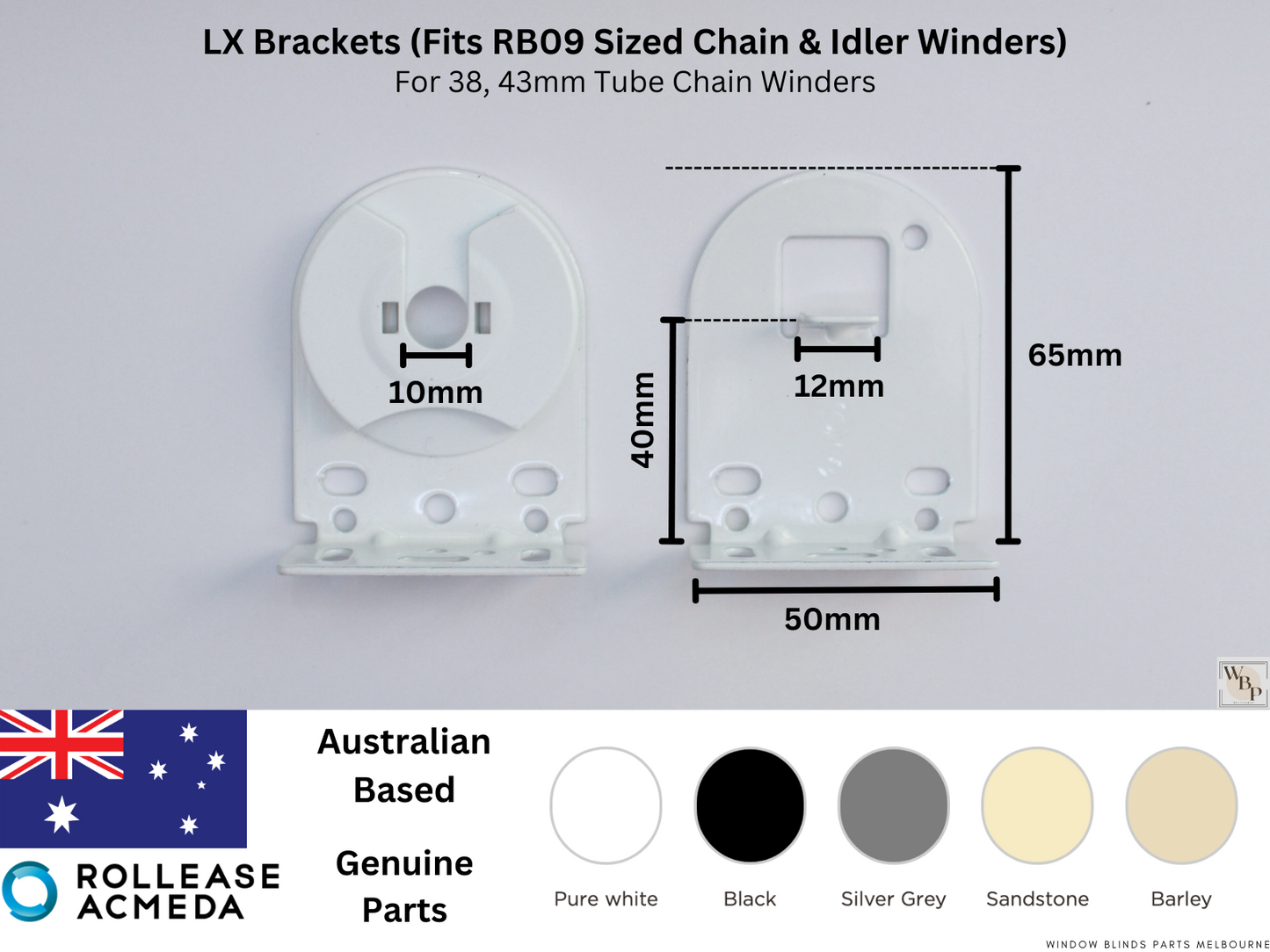 Genuine Acmeda RB09 Roller Blinds Bracket Set - LX model