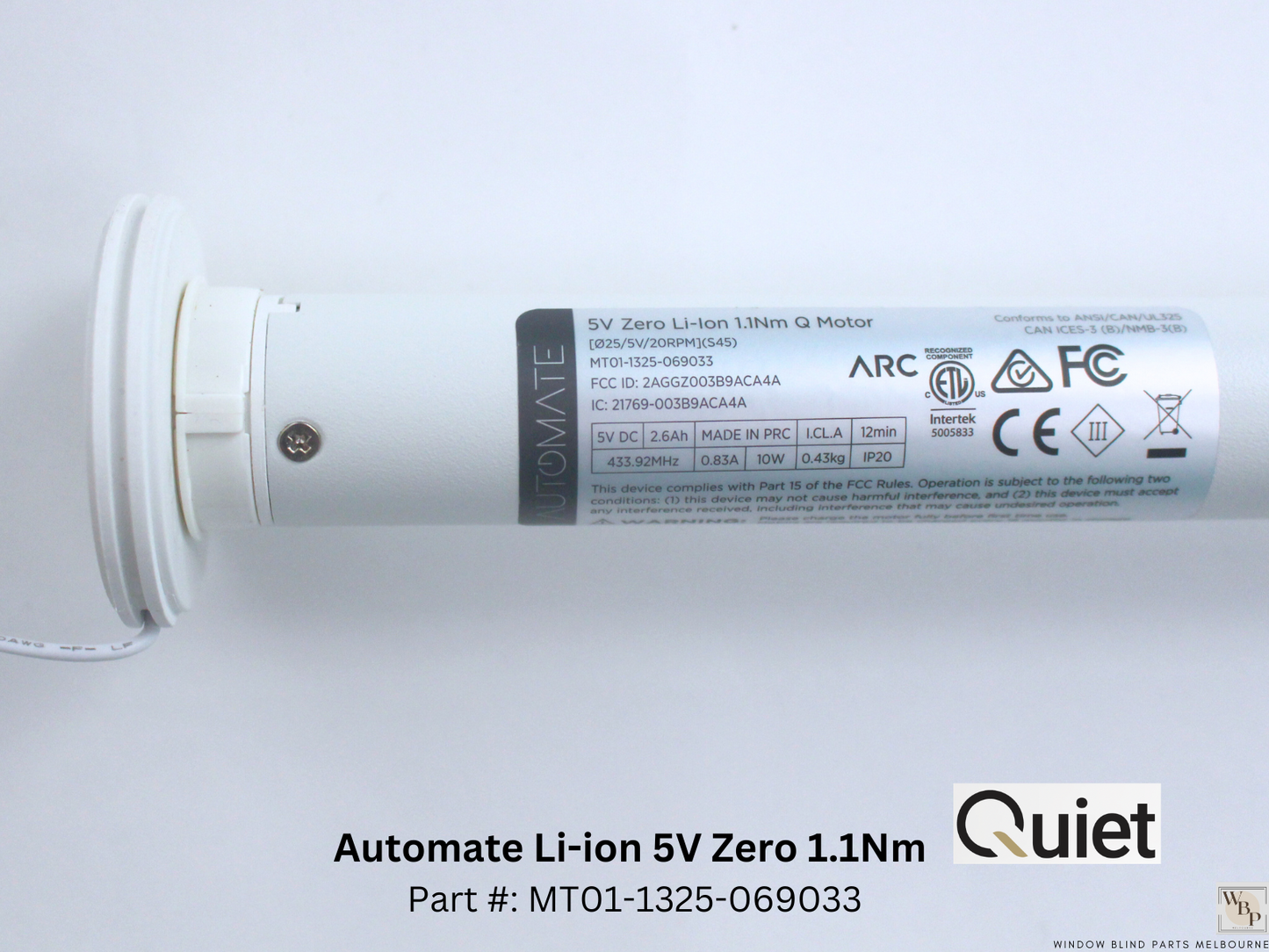 Acmeda Wireless 5V Re-Chargeable 1.1Nm 25mm Motor with Adapters for Roller Blinds