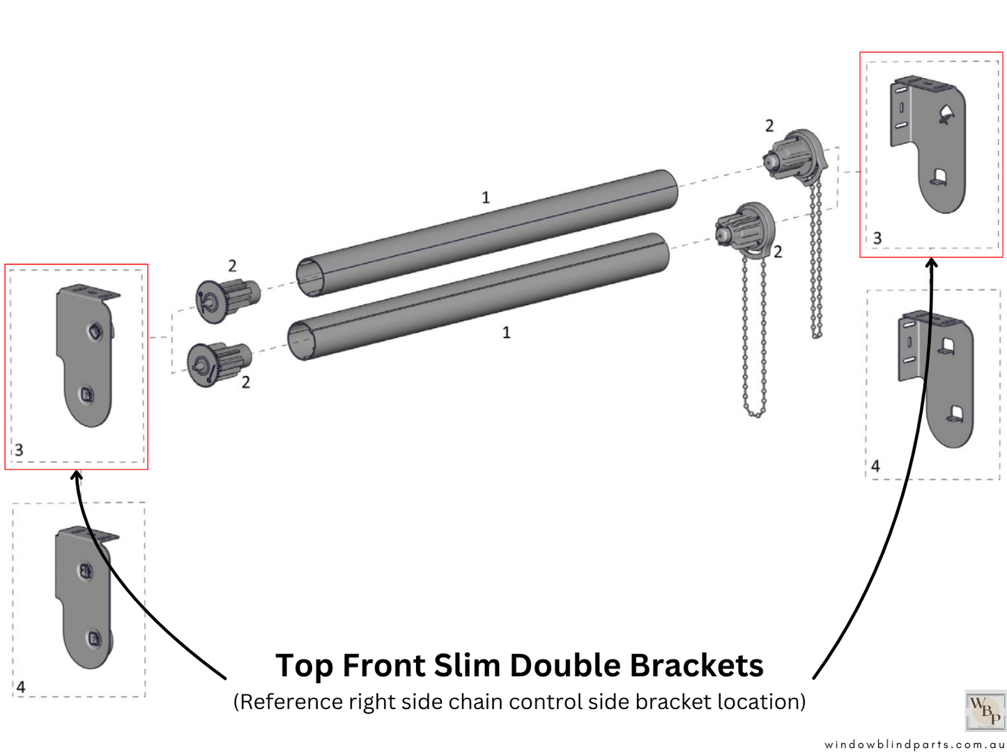 Genuine Acmeda Double Bracket Set Slim Design - Top Front RB07/08