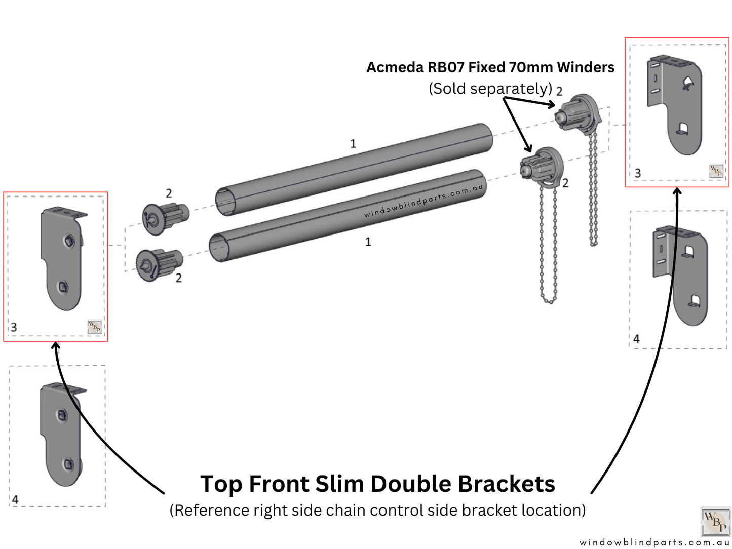 Genuine Acmeda Double Bracket Set Slim Design - Top Front RB07/08