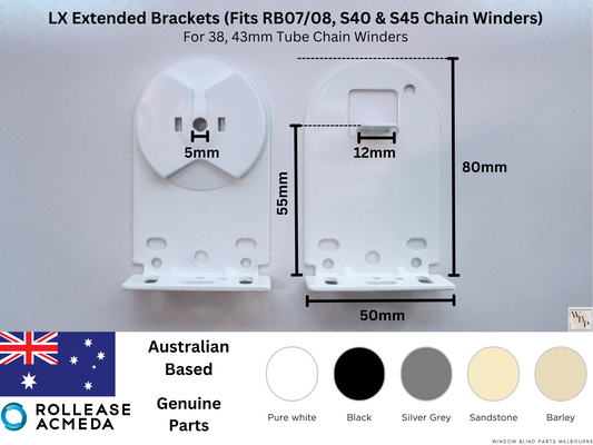 Genuine Acmeda RB08 & RB07 Roller Blinds Brackets, LX Extended Model