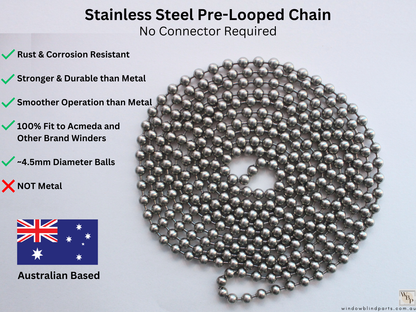 Roller Blind Chain Stainless Steel Pre Looped, No Joiners Required!