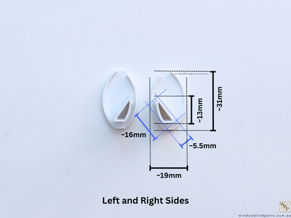 Roller Blind Oval Shape Bottom Rail End Caps Set & Single Sides
