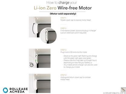 Acmeda 5V 2A Li-Ion Motor Wall Charger & 4m USB-A to Micro-USB Cable for Roller Blinds
