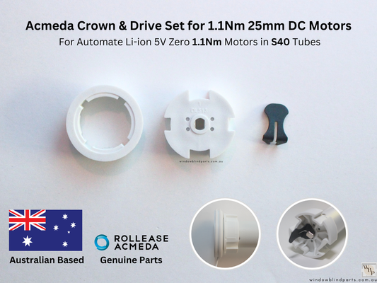 Genuine Acmeda Crown & Drive Set For 1.1Nm S40 (38mm Tubes) Battery Blind Motors