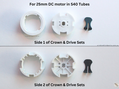 Genuine Acmeda Crown & Drive Set For 1.1Nm S40 (38mm Tubes) Battery Blind Motors