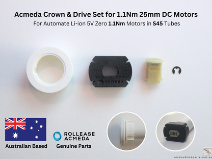 Genuine Acmeda Crown & Drive Set For 1.1Nm S45 (43mm Tubes) Battery Blind Motors