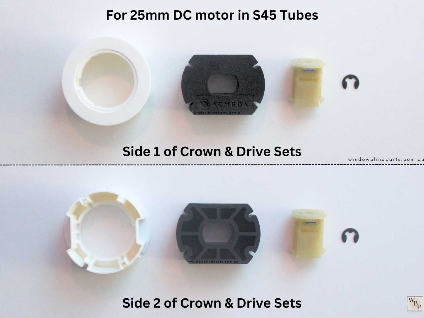 Genuine Acmeda Crown & Drive Set For 1.1Nm S45 (43mm Tubes) Battery Blind Motors