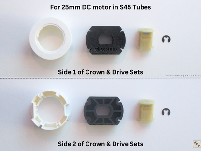Genuine Acmeda Crown & Drive Set For 1.1Nm S45 (43mm Tubes) Battery Blind Motors