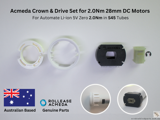 Genuine Acmeda Crown & Drive Set For 2.0Nm S45 (43mm Tubes) Battery Blind Motors