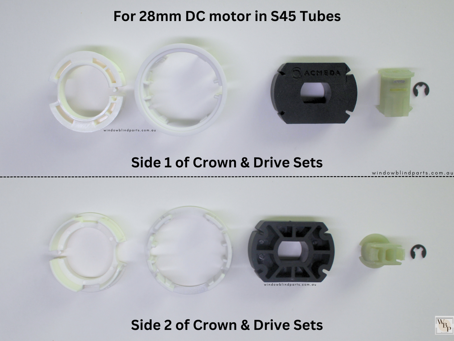 Genuine Acmeda Crown & Drive Set For 2.0Nm S45 (43mm Tubes) Battery Blind Motors