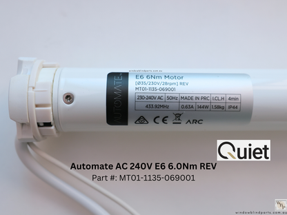 Acmeda Automate E6 6Nm 240V 35mm Wired Motor with Adapters for Roller Blinds