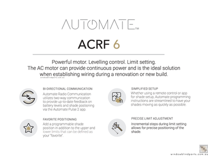 Acmeda Automate E6 6Nm 240V 35mm Wired Motor with Adapters for Roller Blinds