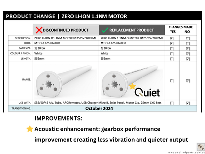 Acmeda Wireless 5V Re-Chargeable 1.1Nm 25mm Motor with Adapters for Roller Blinds