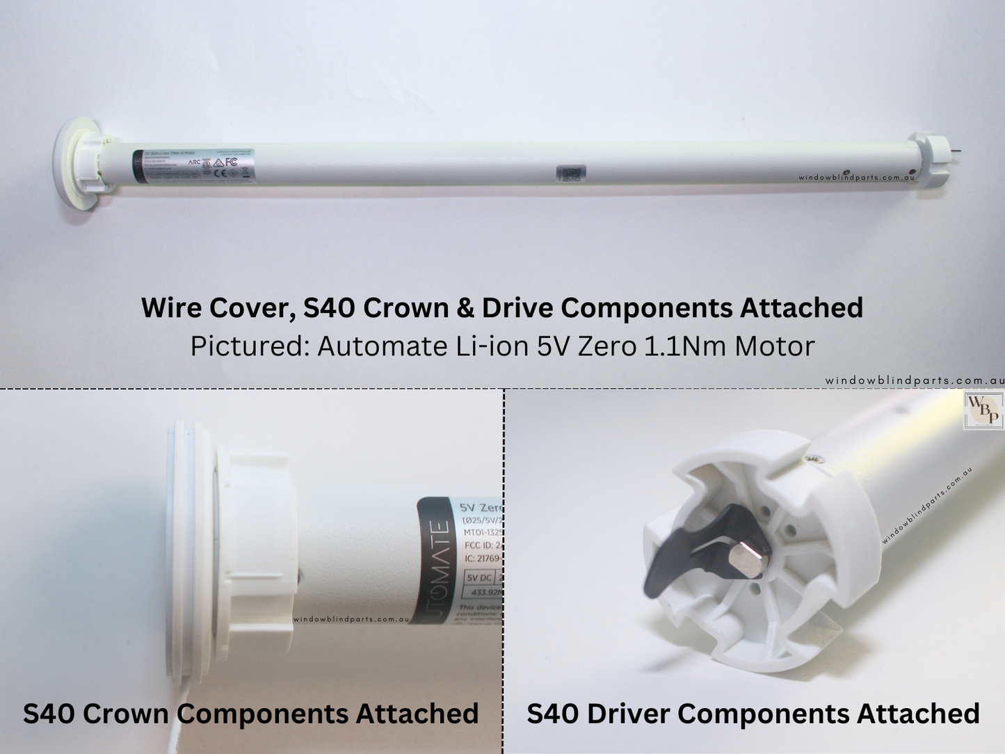 Acmeda Wireless 5V Re-Chargeable 1.1Nm 25mm Motor with Adapters for Roller Blinds