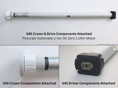 Acmeda Wireless 5V Re-Chargeable 1.1Nm 25mm Motor with Adapters for Roller Blinds