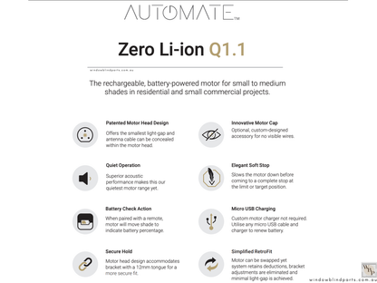 Acmeda Wireless 5V Re-Chargeable 1.1Nm 25mm Motor with Adapters for Roller Blinds
