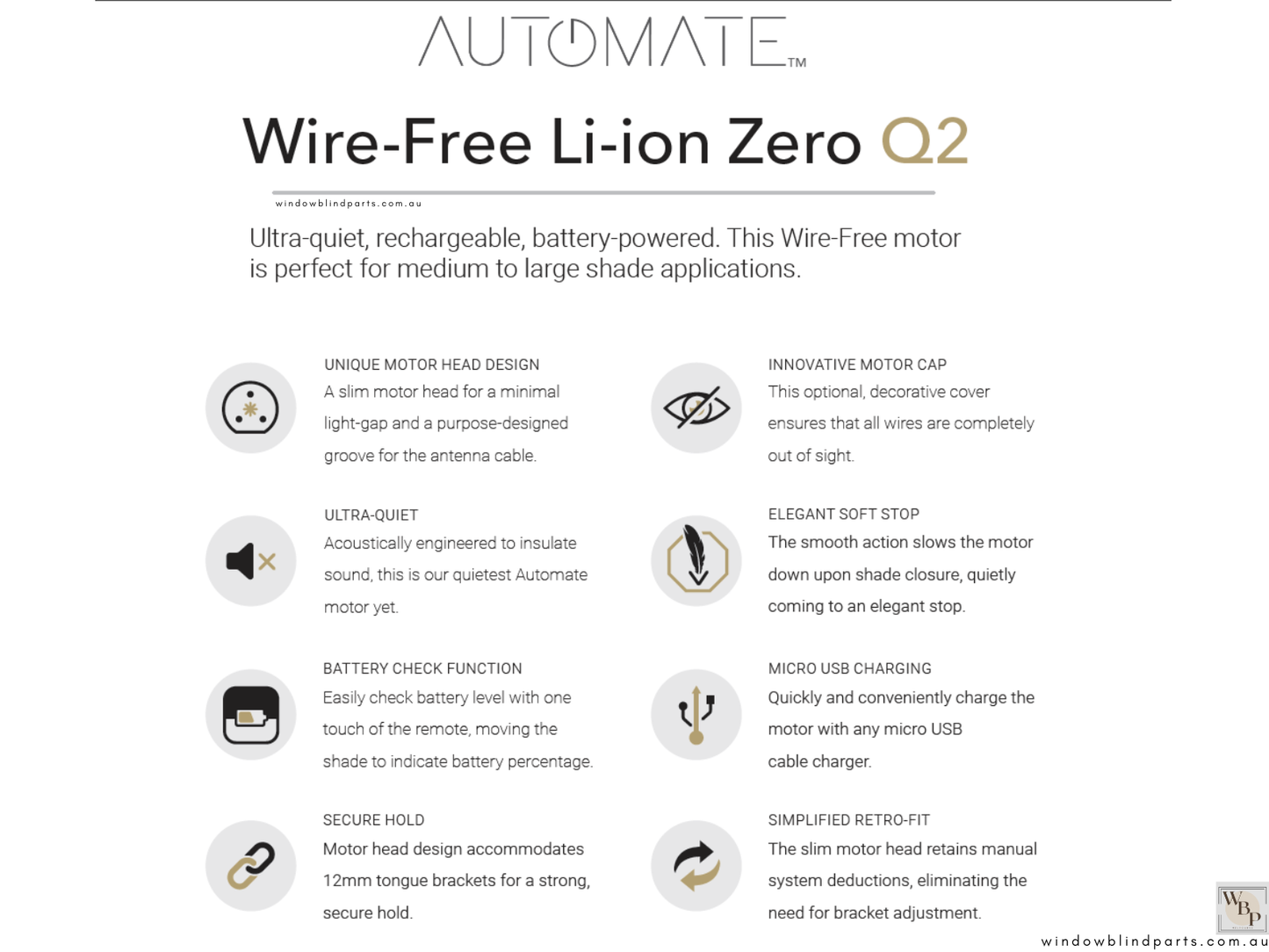 Acmeda Wireless 5V Re-Chargeable Motors 2.0Nm with Adapters for Roller Blinds