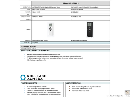 Genuine Acmeda 15 Channel Remote Control For Automate Motor Roller Blinds - NEW