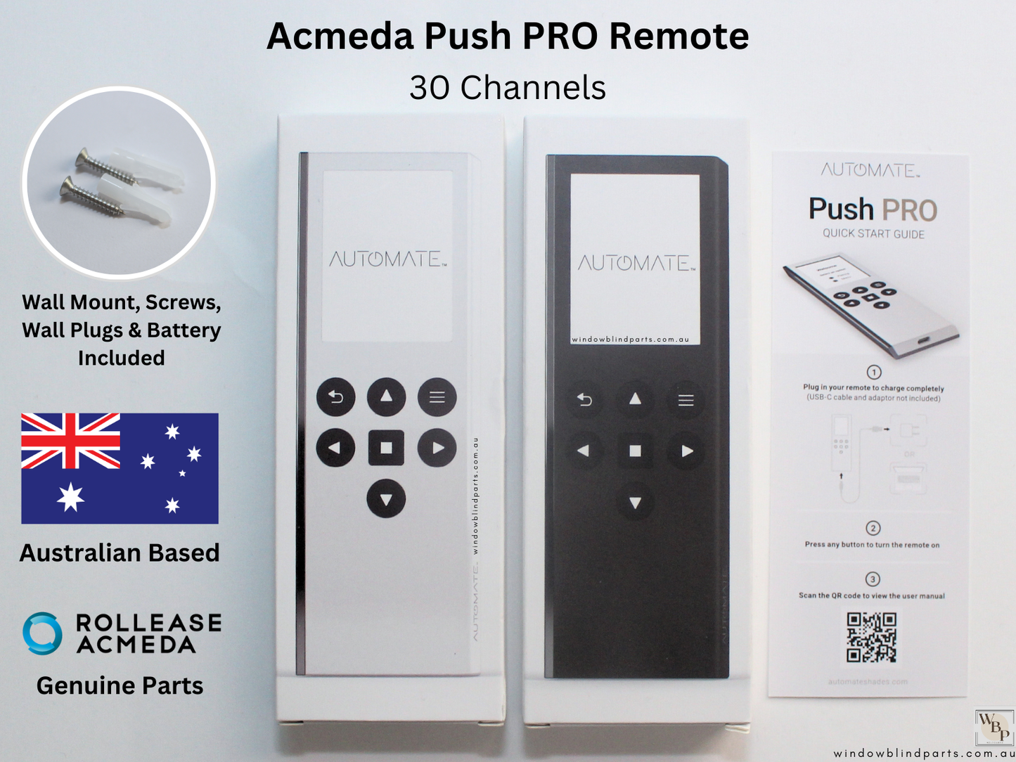Genuine Acmeda Push PRO Remote Control For Automate Motor Roller Blinds - NEW