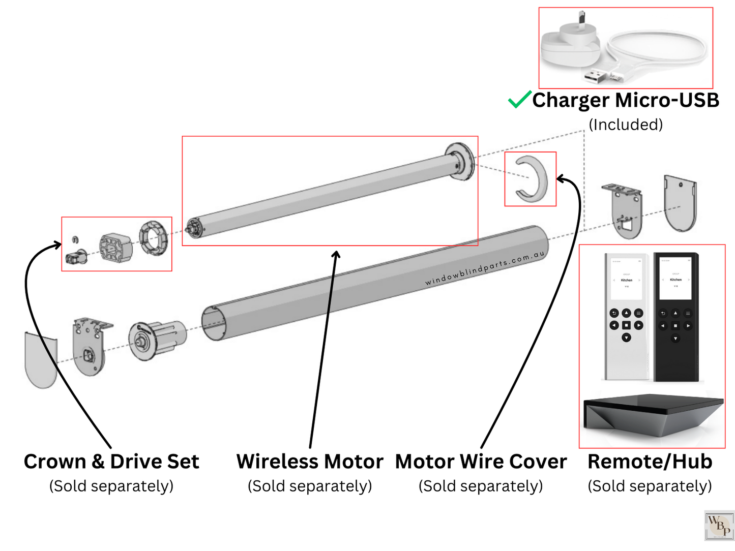 Acmeda 5V 2A Li-Ion Motor Wall Charger & 4m USB-A to Micro-USB Cable for Roller Blinds