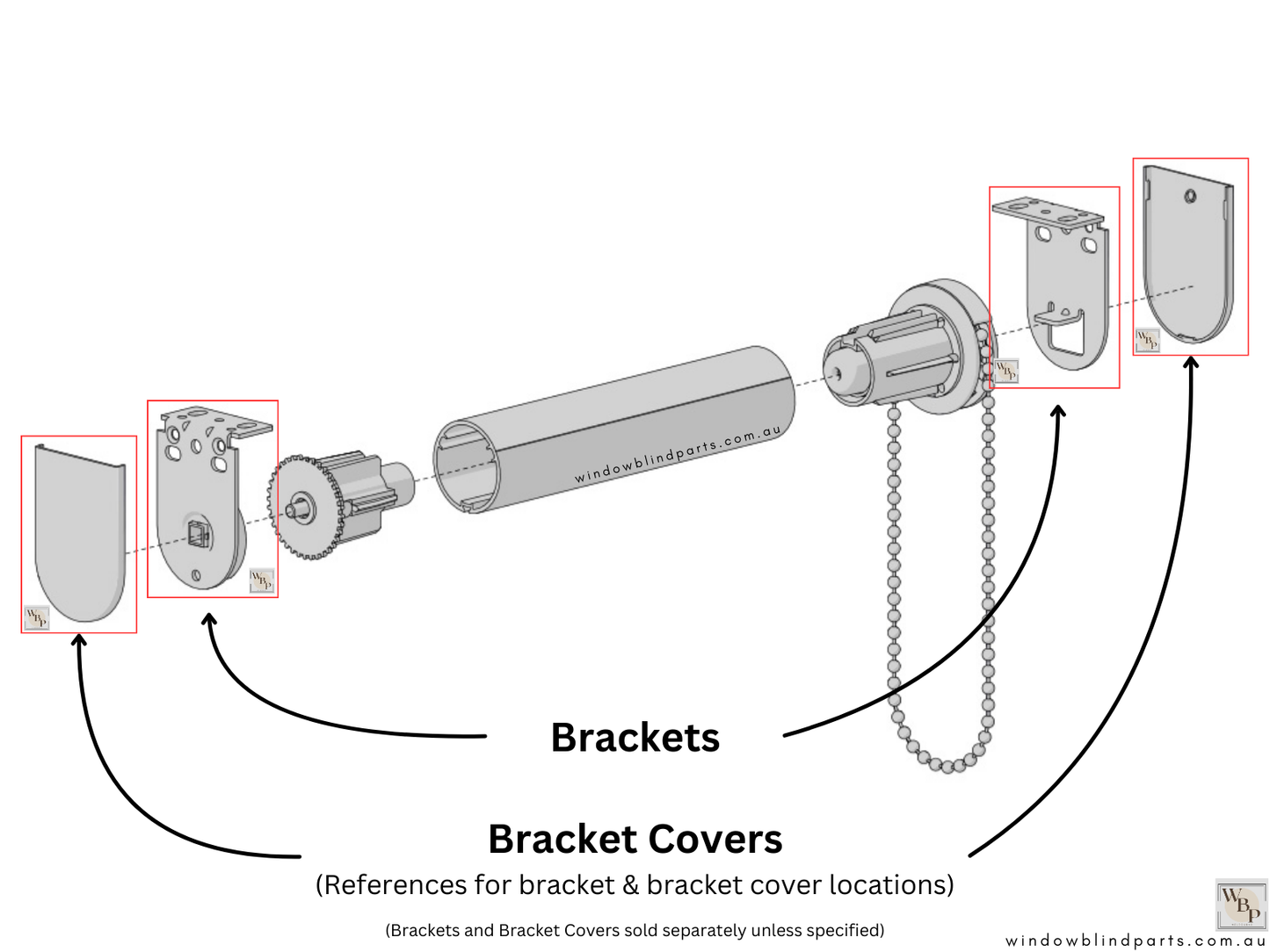 Genuine Acmeda Bracket Cover Set for Roller Blind LX RB09 & VX Round Brackets - 50 Width x 65mm Height