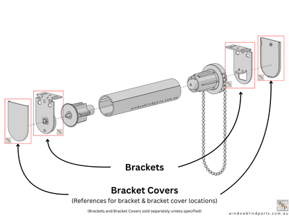 Genuine Acmeda Bracket Cover Set for Roller Blind LX RB09 & VX Round Brackets - 50 Width x 65mm Height