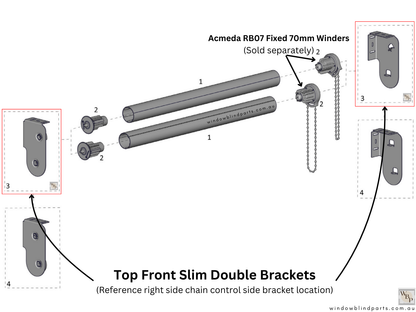 Genuine Acmeda Double Bracket Set Slim Design - Top Front RB07/08