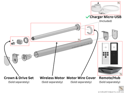 Acmeda 5V 2A Li-Ion Motor Wall Charger & 4m USB-A to Micro-USB Cable for Roller Blinds
