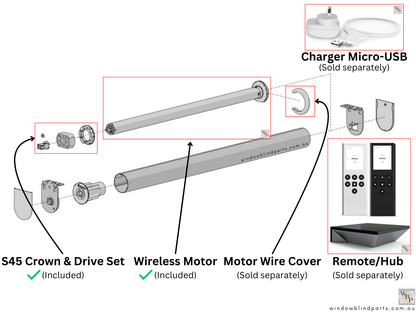 Acmeda Wireless 5V Re-Chargeable Motors 2.0Nm with Adapters for Roller Blinds