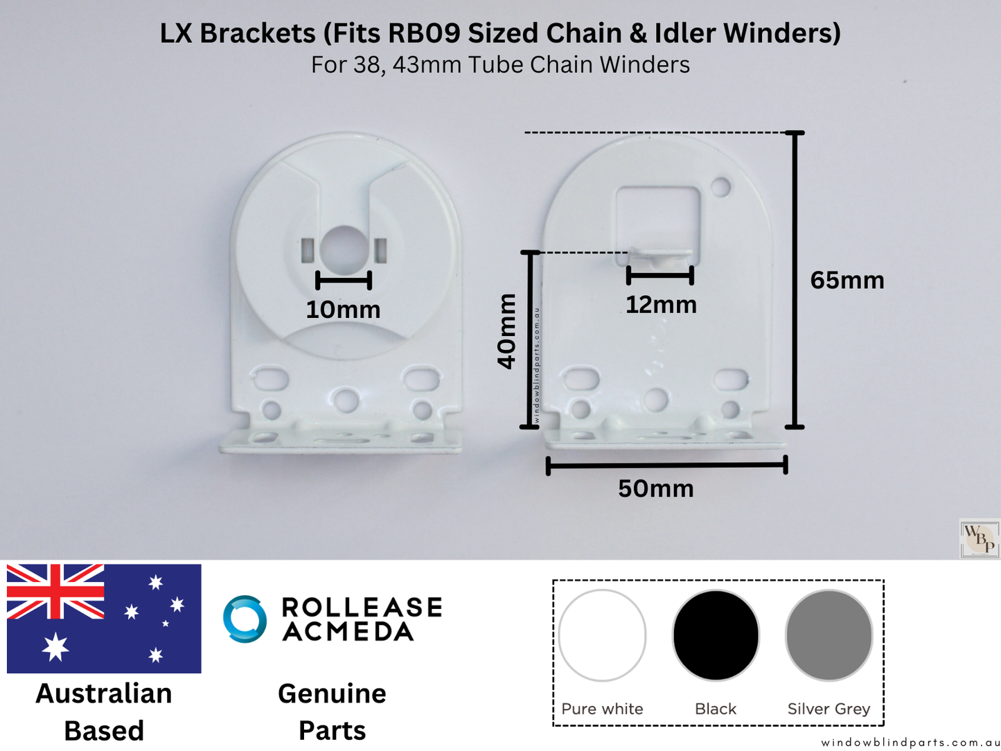 Genuine Acmeda RB09 Roller Blinds Bracket Set - LX model
