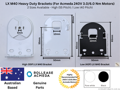 Genuine Acmeda Heavy Duty LX M40 Brackets for 240V 3.0/6.0Nm Wired Motors - Roller Blinds