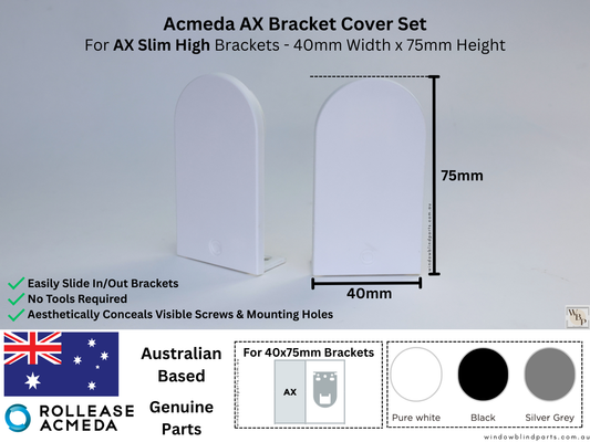 Genuine Acmeda Bracket Cover Set for Roller Blind AX Slim High Brackets - 40 Width x 75mm Height