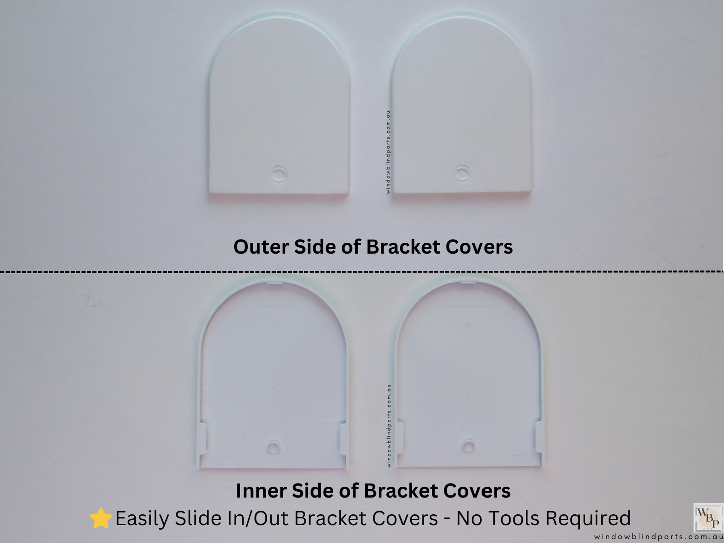 Genuine Acmeda Bracket Cover Set for Roller Blind LX RB09 & VX Round Brackets - 50 Width x 65mm Height