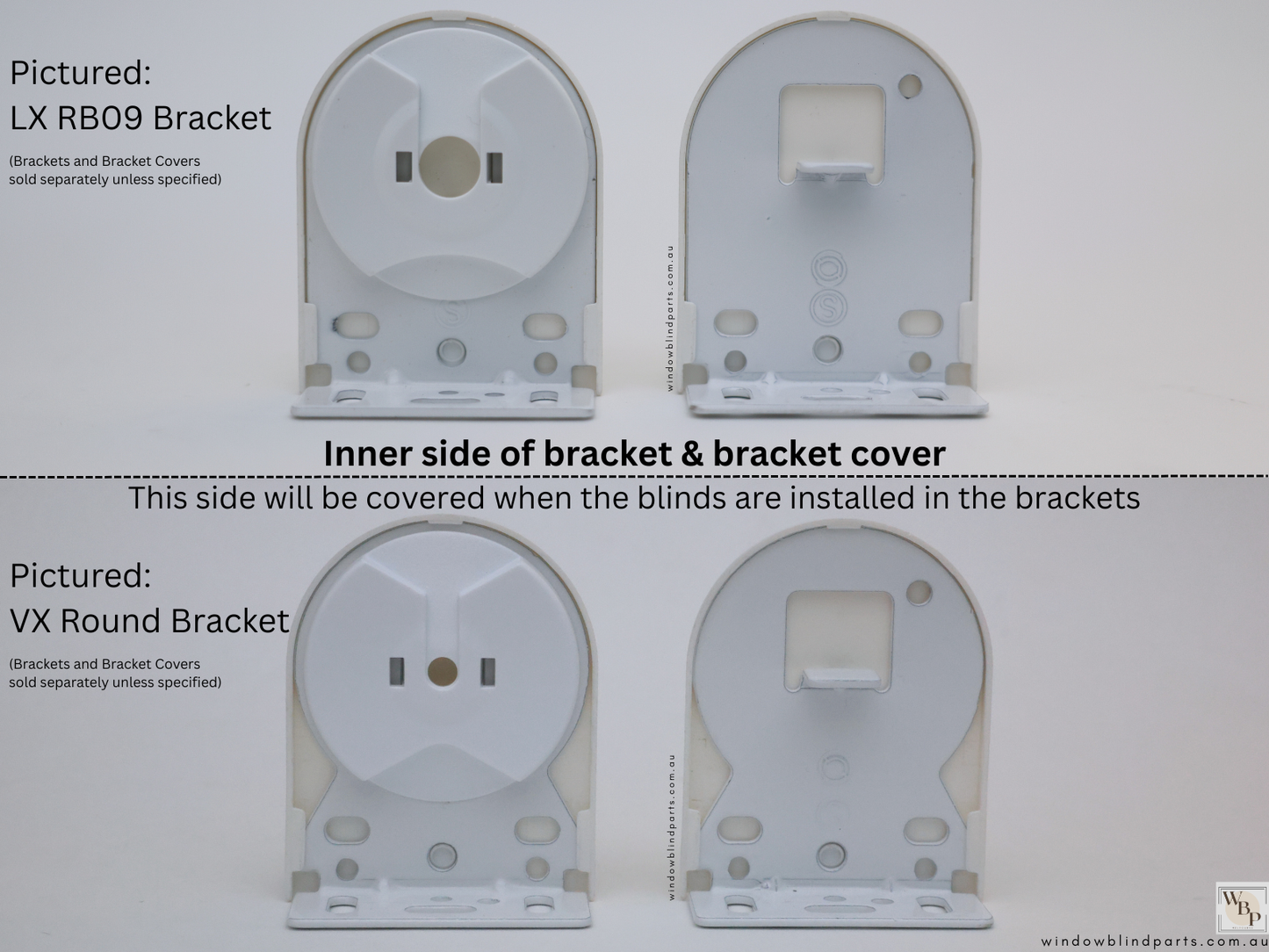 Genuine Acmeda Bracket Cover Set for Roller Blind LX RB09 & VX Round Brackets - 50 Width x 65mm Height