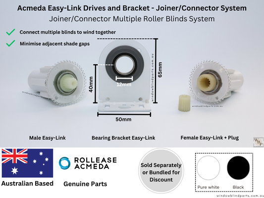 Genuine Acmeda Roller Blind Easy-Link Joiner/Connector System - Drives & Brackets Individual or Bundle