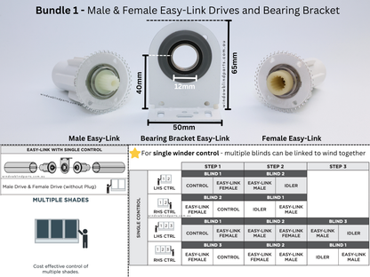 Genuine Acmeda Roller Blind Easy-Link Joiner/Connector System - Drives & Brackets Individual or Bundle