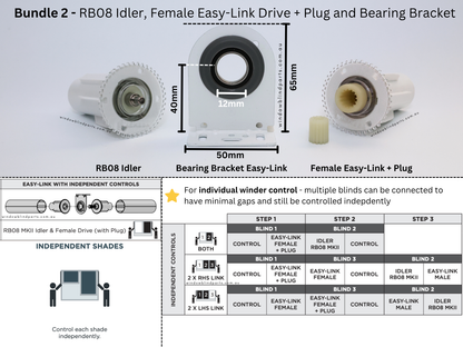 Genuine Acmeda Roller Blind Easy-Link Joiner/Connector System - Drives & Brackets Individual or Bundle