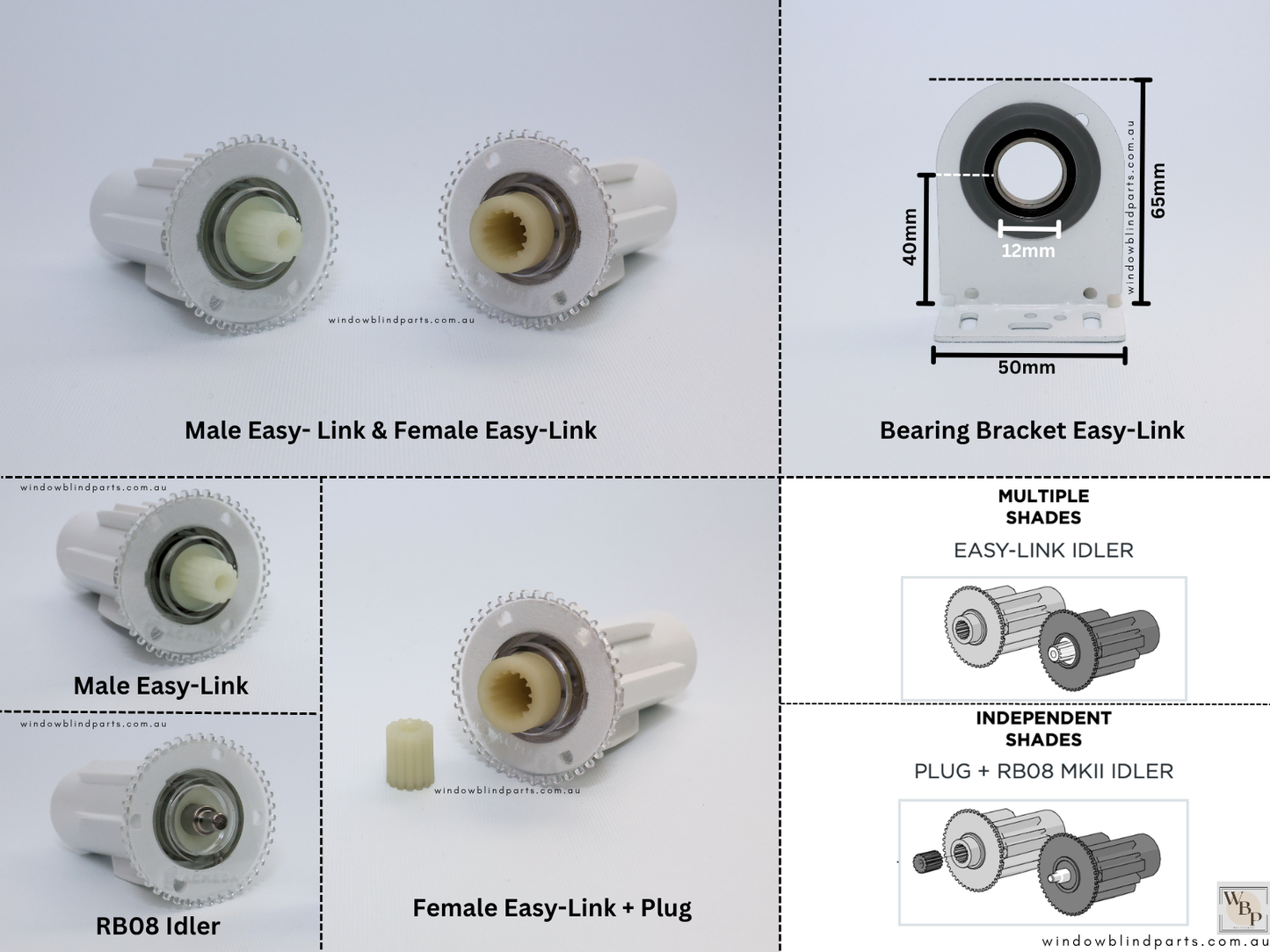 Genuine Acmeda Roller Blind Easy-Link Joiner/Connector System - Drives & Brackets Individual or Bundle