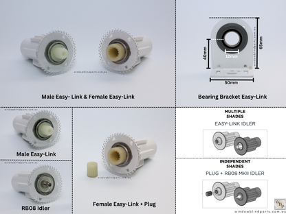 Genuine Acmeda Roller Blind Easy-Link Joiner/Connector System - Drives & Brackets Individual or Bundle