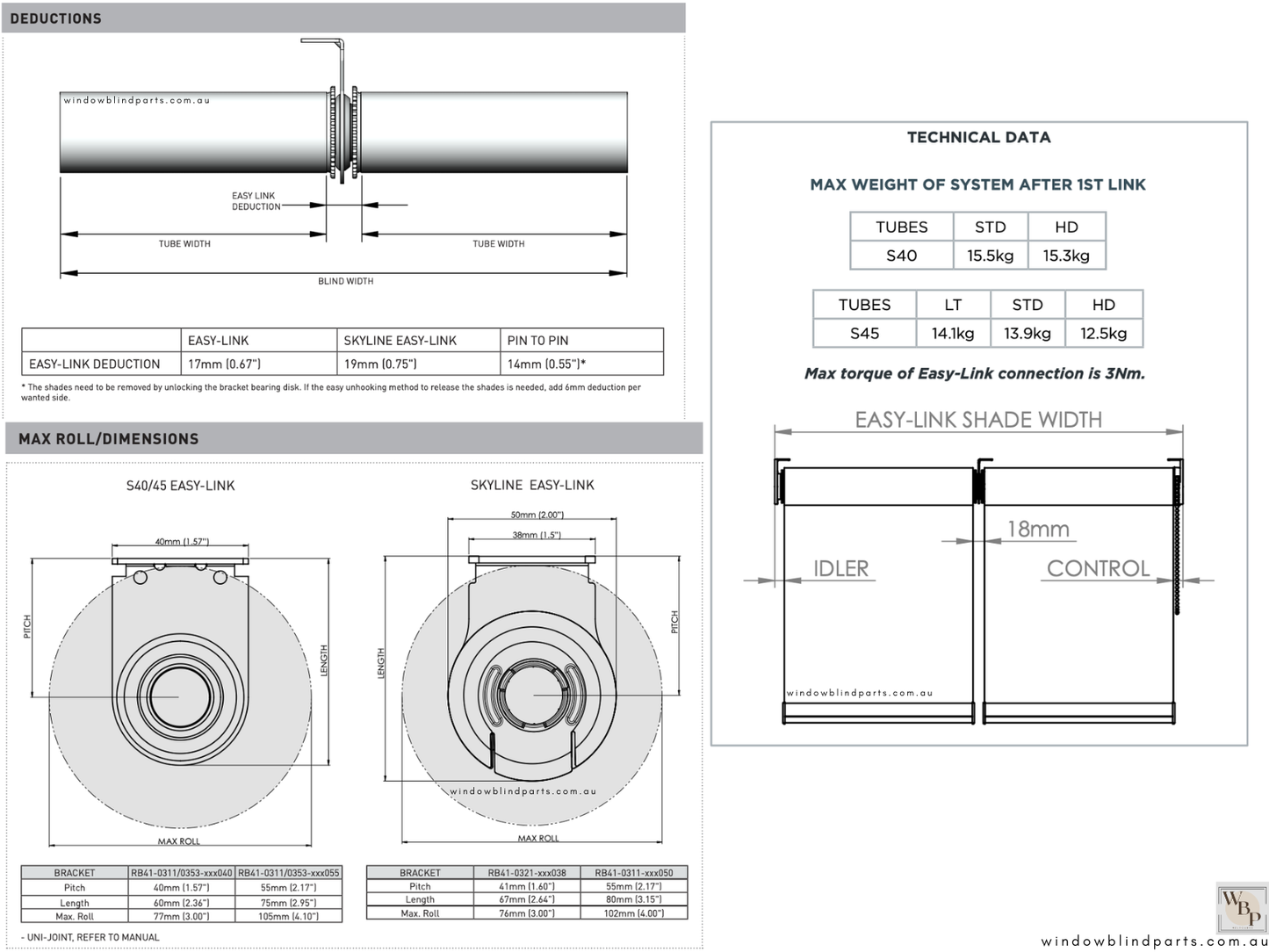 Genuine Acmeda Roller Blind Easy-Link Joiner/Connector System - Drives & Brackets Individual or Bundle