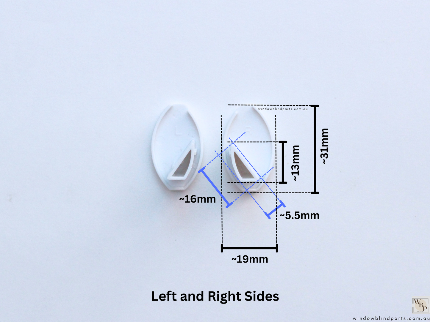 Roller Blind Oval Shape Bottom Rail End Caps Set & Single Sides