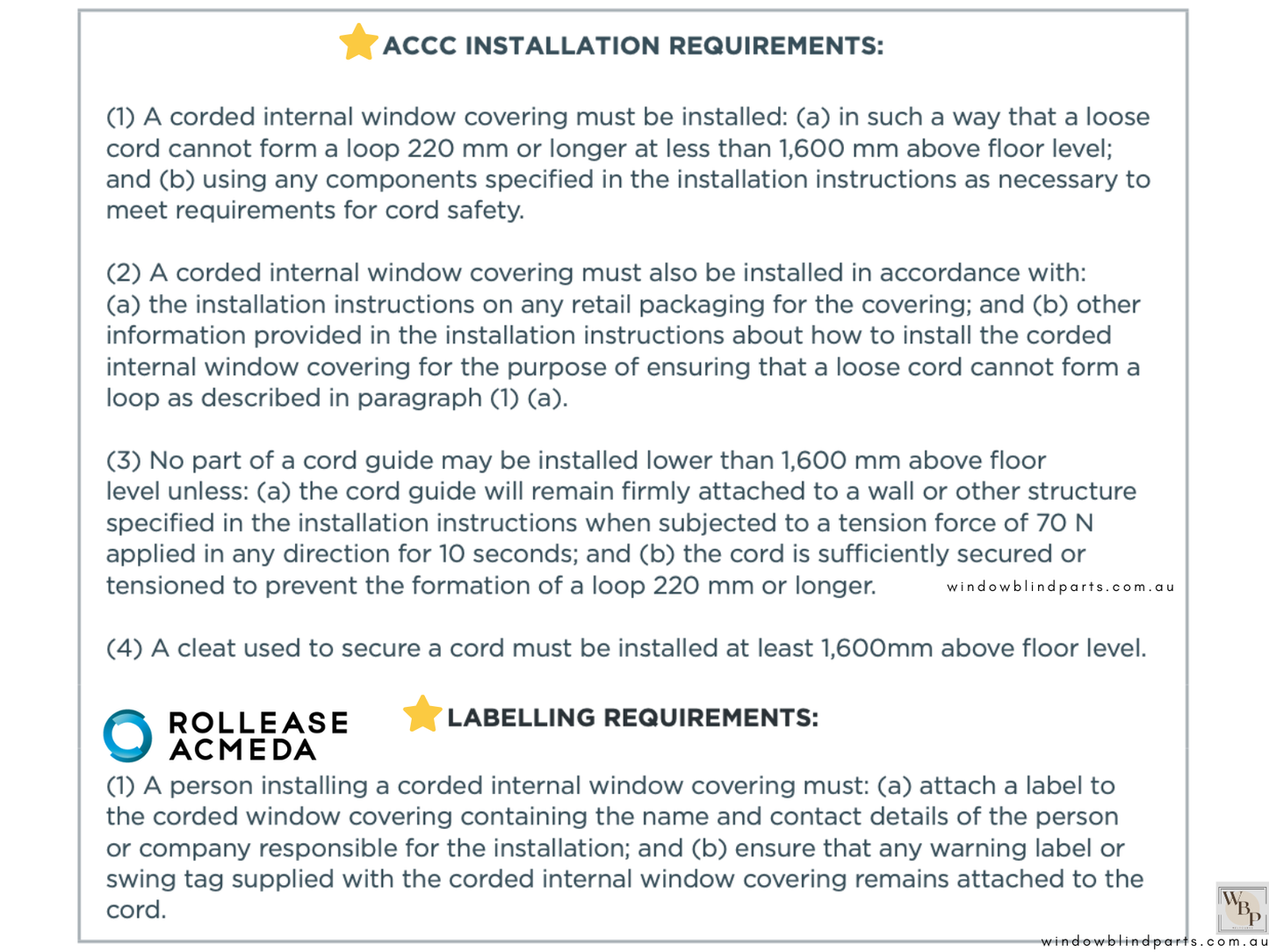 Acmeda Premium Child Safety Warning Label For Roller Blinds Curtains
