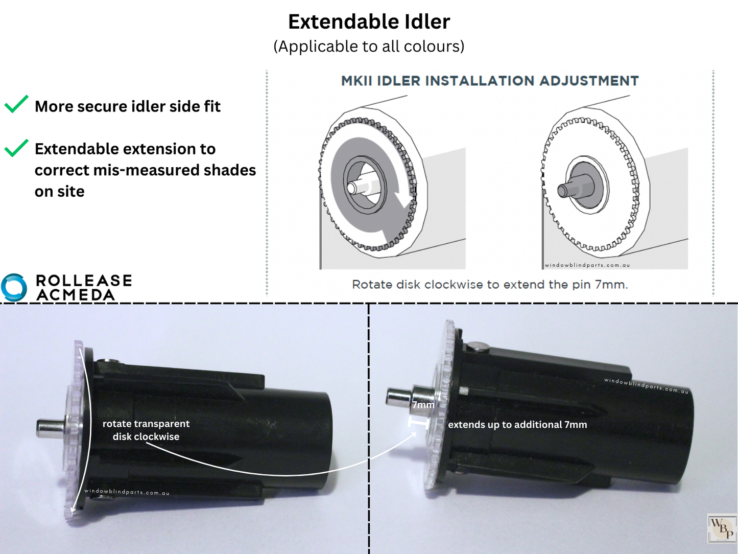 Genuine Acmeda RB08 S45 (For 43mm Tubes) Side Chain Winder Control Extendable