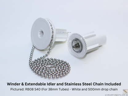 Genuine Acmeda RB08 S40 (For 38mm Tubes) Winder w/ Stainless Steel Chain Pre-Fitted