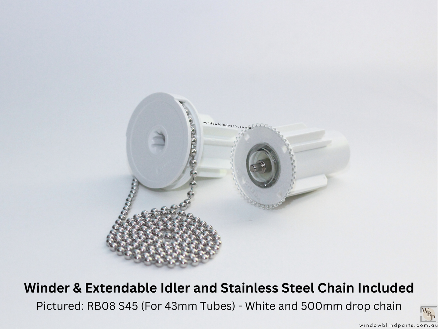 Genuine Acmeda RB08 S45 (For 43mm Tubes) Winder w/ Stainless Steel Chain Pre-Fitted