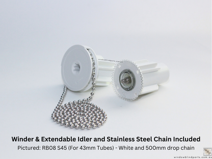 Genuine Acmeda RB08 S45 (For 43mm Tubes) Winder w/ Stainless Steel Chain Pre-Fitted